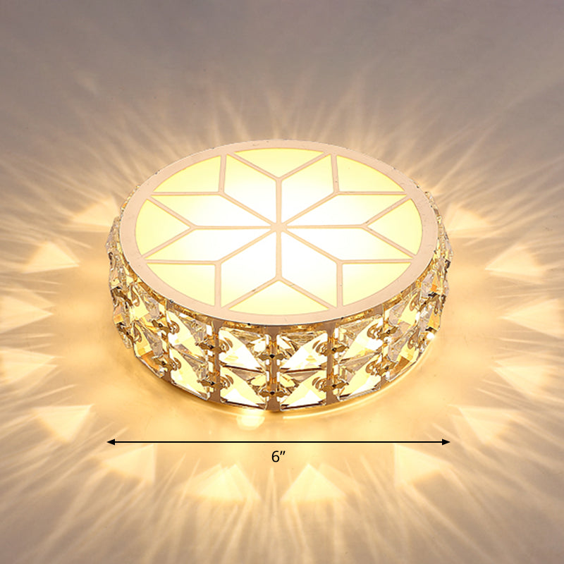 Crystal Embedded Round Ceiling Lighting Simple Style Champagne LED Flush Mount for Passageway Champagne 6" Warm Clearhalo 'Ceiling Lights' 'Close To Ceiling Lights' 'Close to ceiling' 'Flush mount' Lighting' 2406071