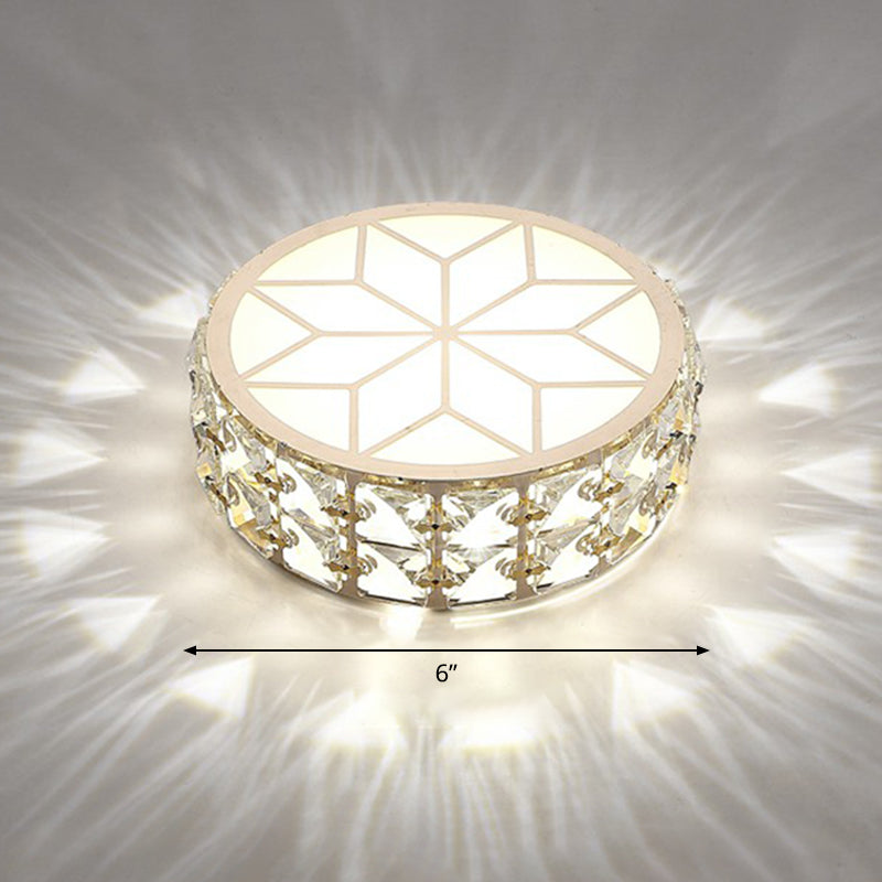 Crystal Embedded Round Ceiling Lighting Simple Style Champagne LED Flush Mount for Passageway Champagne 6" White Clearhalo 'Ceiling Lights' 'Close To Ceiling Lights' 'Close to ceiling' 'Flush mount' Lighting' 2406076