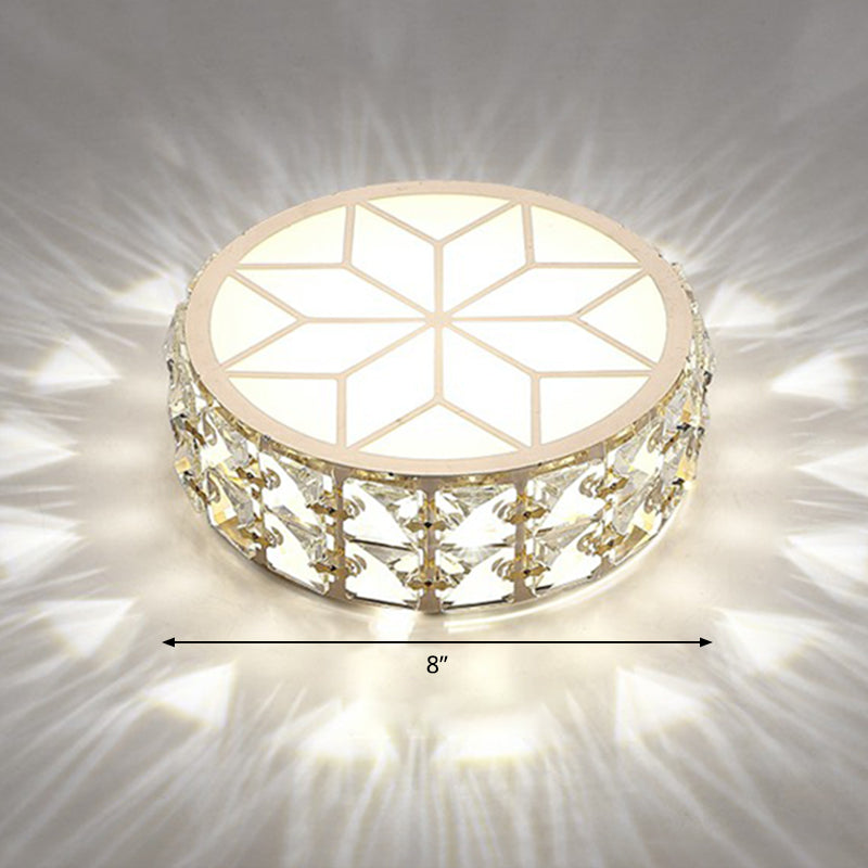 Crystal Embedded Round Ceiling Lighting Simple Style Champagne LED Flush Mount for Passageway Champagne 8" White Clearhalo 'Ceiling Lights' 'Close To Ceiling Lights' 'Close to ceiling' 'Flush mount' Lighting' 2406078