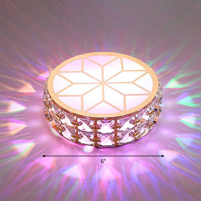 Crystal Embedded Round Ceiling Lighting Simple Style Champagne LED Flush Mount for Passageway Champagne 6" Multi Color Clearhalo 'Ceiling Lights' 'Close To Ceiling Lights' 'Close to ceiling' 'Flush mount' Lighting' 2406079