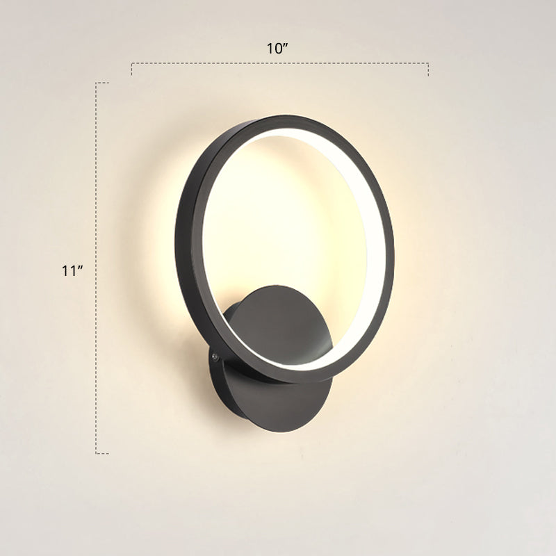 Nordic Geometric LED Sconce Light Metal Bedside Wall Mount Light Fixture in Grey Grey Warm Circle Clearhalo 'Cast Iron' 'Glass' 'Industrial' 'Modern wall lights' 'Modern' 'Tiffany' 'Traditional wall lights' 'Wall Lamps & Sconces' 'Wall Lights' Lighting' 2406083
