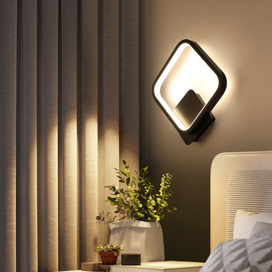 Nordic Geometric LED Sconce Light Metal Bedside Wall Mount Light Fixture in Grey Clearhalo 'Cast Iron' 'Glass' 'Industrial' 'Modern wall lights' 'Modern' 'Tiffany' 'Traditional wall lights' 'Wall Lamps & Sconces' 'Wall Lights' Lighting' 2406084