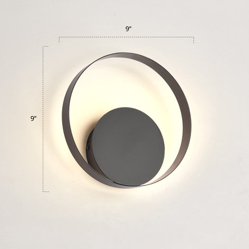 Nordic Geometric LED Sconce Light Metal Bedside Wall Mount Light Fixture in Grey Grey Warm Double Circle Clearhalo 'Cast Iron' 'Glass' 'Industrial' 'Modern wall lights' 'Modern' 'Tiffany' 'Traditional wall lights' 'Wall Lamps & Sconces' 'Wall Lights' Lighting' 2406085
