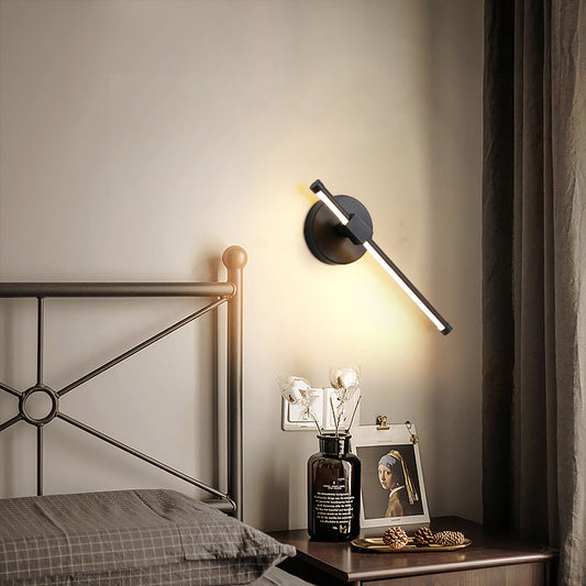 Stick Shaped Bedside Wall Sconce Light Metallic LED Minimalist Wall Mount Lighting Black Clearhalo 'Cast Iron' 'Glass' 'Industrial' 'Modern wall lights' 'Modern' 'Tiffany' 'Traditional wall lights' 'Wall Lamps & Sconces' 'Wall Lights' Lighting' 2406107