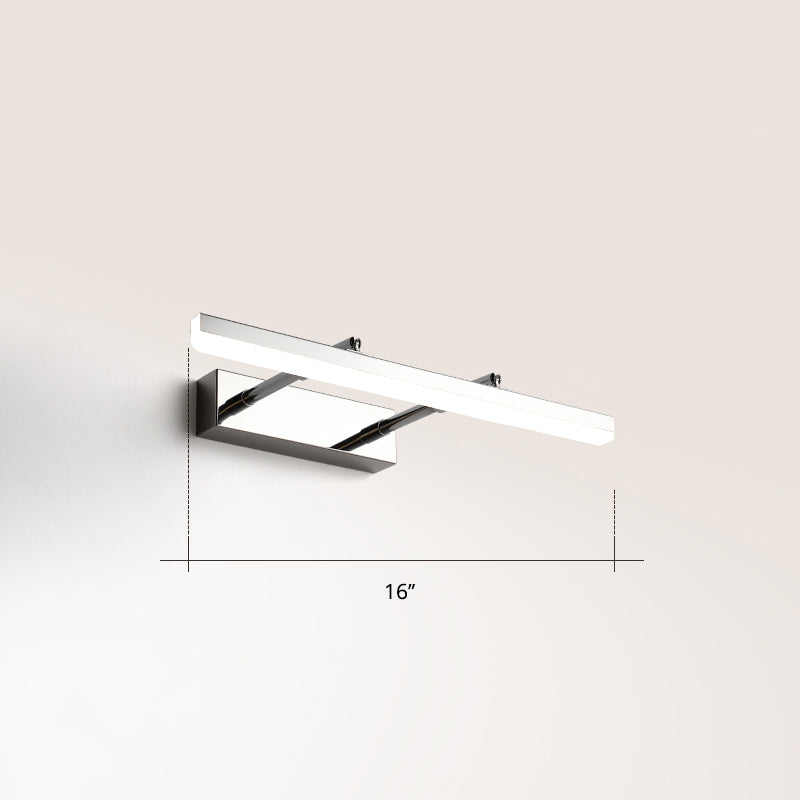 Pivoting Bar LED Wall Mount Lamp Simplicity Acrylic Bedroom Vanity Light Fixture Chrome 16" White Clearhalo 'Cast Iron' 'Glass' 'Industrial' 'Modern wall lights' 'Modern' 'Tiffany' 'Traditional wall lights' 'Vanity Lights' 'Wall Lights' Lighting' 2406118