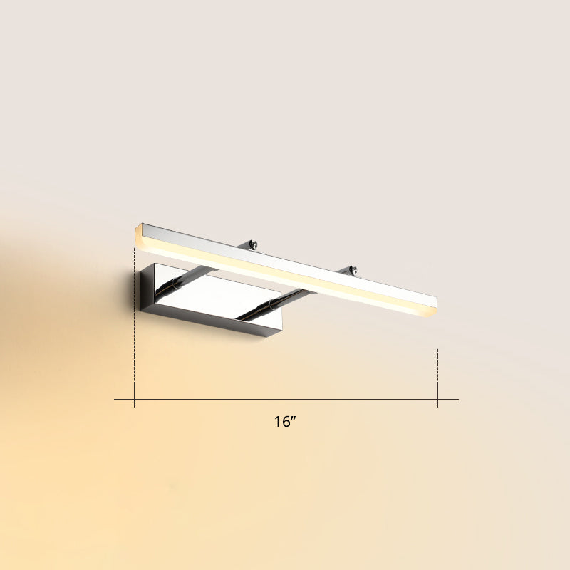 Pivoting Bar LED Wall Mount Lamp Simplicity Acrylic Bedroom Vanity Light Fixture Chrome 16" Warm Clearhalo 'Cast Iron' 'Glass' 'Industrial' 'Modern wall lights' 'Modern' 'Tiffany' 'Traditional wall lights' 'Vanity Lights' 'Wall Lights' Lighting' 2406120