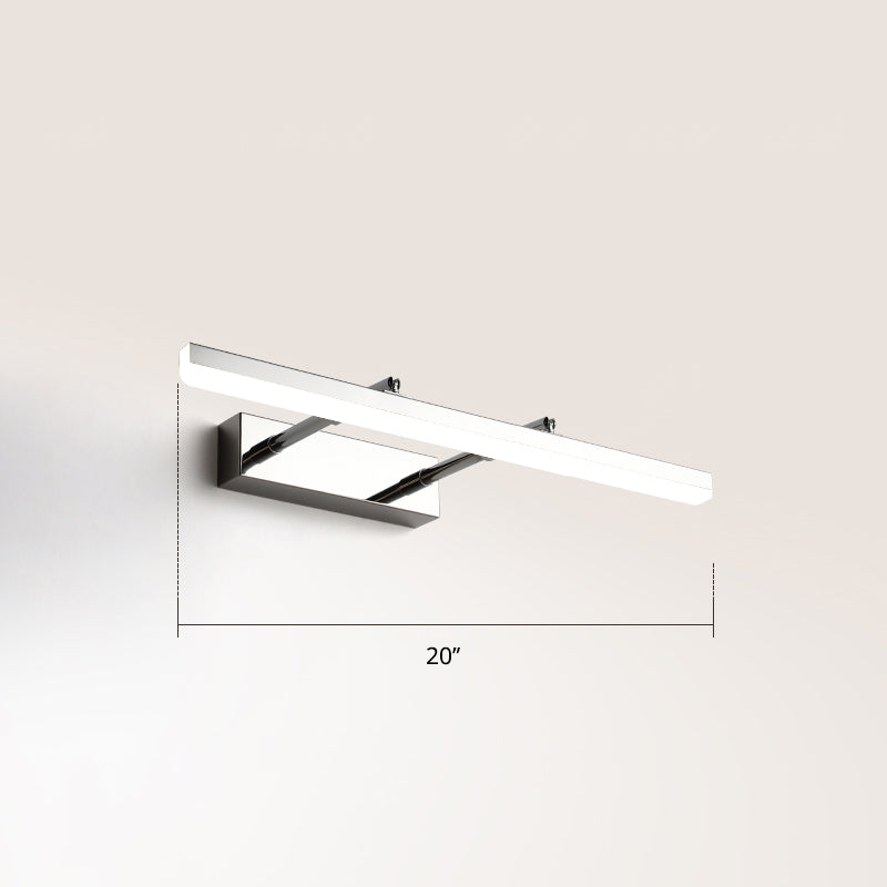 Pivoting Bar LED Wall Mount Lamp Simplicity Acrylic Bedroom Vanity Light Fixture Chrome 20" White Clearhalo 'Cast Iron' 'Glass' 'Industrial' 'Modern wall lights' 'Modern' 'Tiffany' 'Traditional wall lights' 'Vanity Lights' 'Wall Lights' Lighting' 2406122