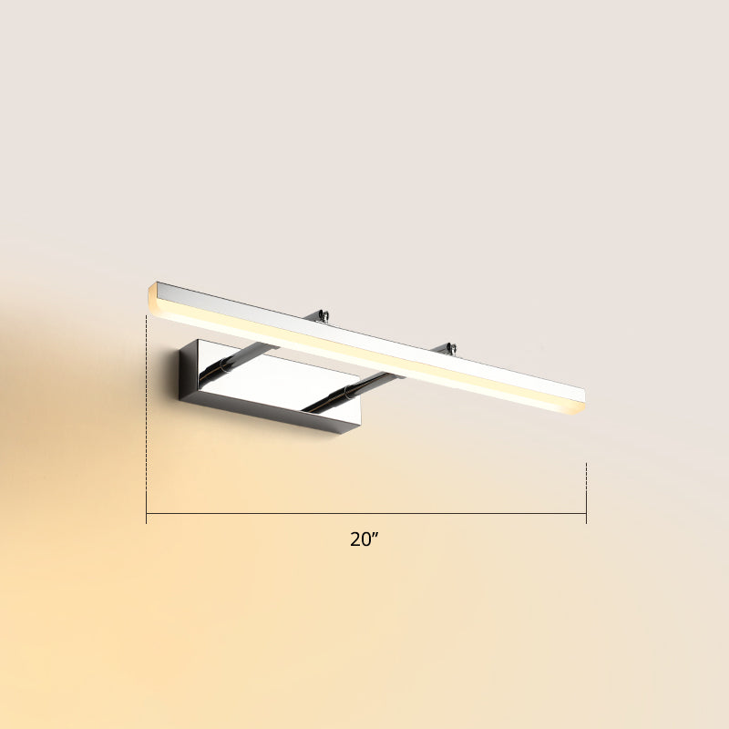 Pivoting Bar LED Wall Mount Lamp Simplicity Acrylic Bedroom Vanity Light Fixture Chrome 20" Warm Clearhalo 'Cast Iron' 'Glass' 'Industrial' 'Modern wall lights' 'Modern' 'Tiffany' 'Traditional wall lights' 'Vanity Lights' 'Wall Lights' Lighting' 2406123