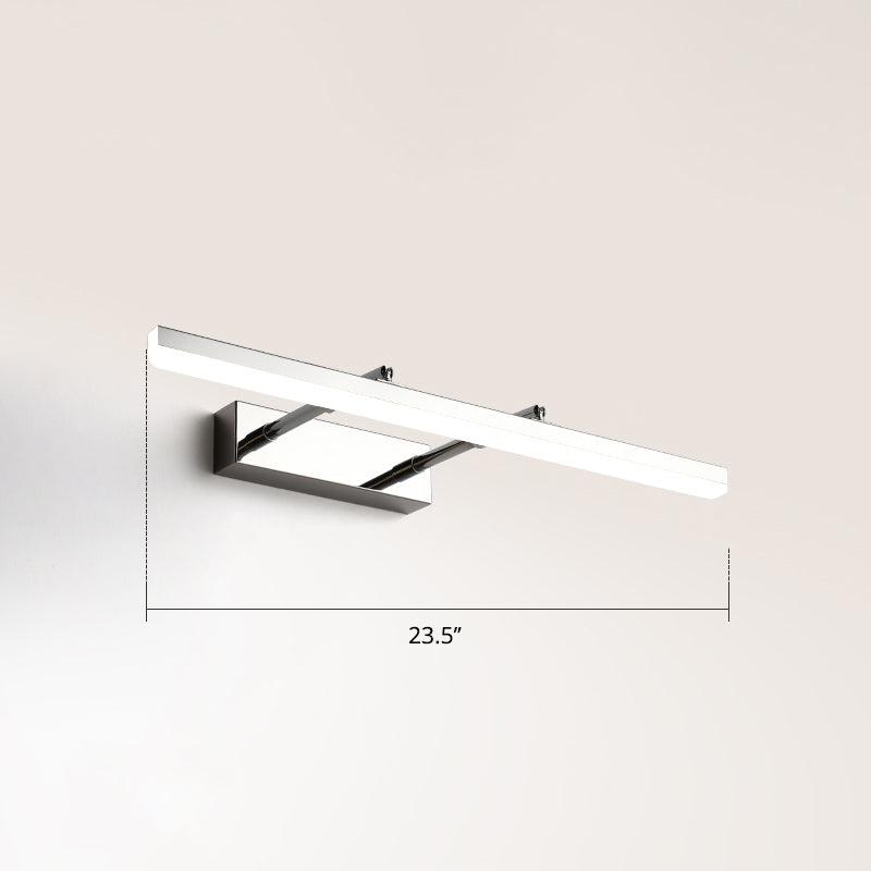 Pivoting Bar LED Wall Mount Lamp Simplicity Acrylic Bedroom Vanity Light Fixture Chrome 23.5" White Clearhalo 'Cast Iron' 'Glass' 'Industrial' 'Modern wall lights' 'Modern' 'Tiffany' 'Traditional wall lights' 'Vanity Lights' 'Wall Lights' Lighting' 2406126