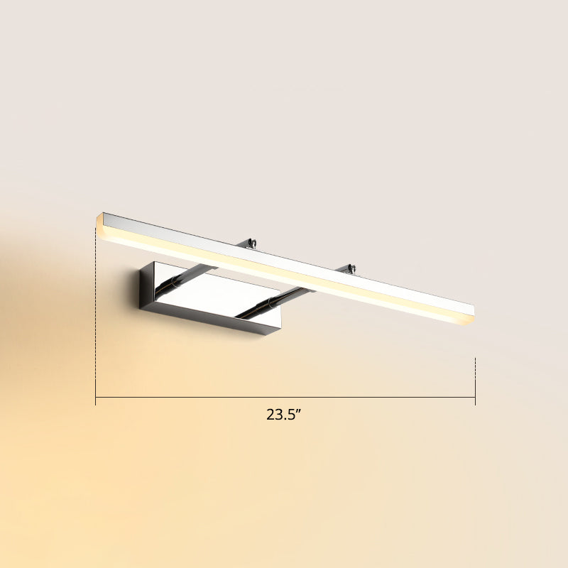Pivoting Bar LED Wall Mount Lamp Simplicity Acrylic Bedroom Vanity Light Fixture Chrome 23.5" Warm Clearhalo 'Cast Iron' 'Glass' 'Industrial' 'Modern wall lights' 'Modern' 'Tiffany' 'Traditional wall lights' 'Vanity Lights' 'Wall Lights' Lighting' 2406127