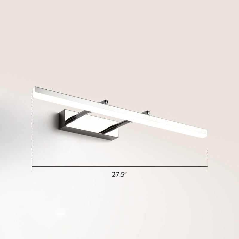 Pivoting Bar LED Wall Mount Lamp Simplicity Acrylic Bedroom Vanity Light Fixture Chrome 27.5" White Clearhalo 'Cast Iron' 'Glass' 'Industrial' 'Modern wall lights' 'Modern' 'Tiffany' 'Traditional wall lights' 'Vanity Lights' 'Wall Lights' Lighting' 2406128