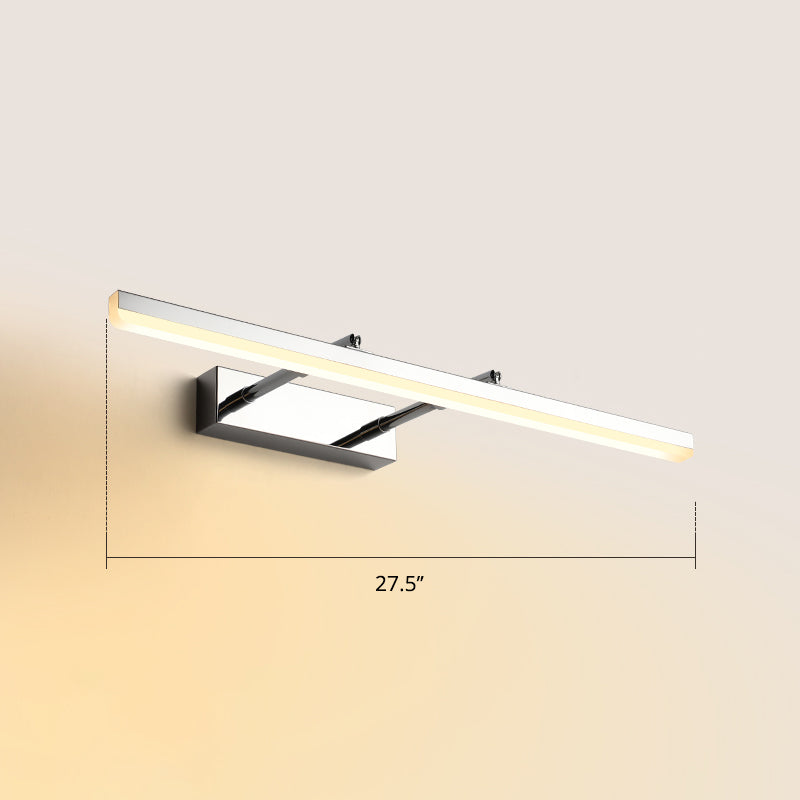 Pivoting Bar LED Wall Mount Lamp Simplicity Acrylic Bedroom Vanity Light Fixture Chrome 27.5" Warm Clearhalo 'Cast Iron' 'Glass' 'Industrial' 'Modern wall lights' 'Modern' 'Tiffany' 'Traditional wall lights' 'Vanity Lights' 'Wall Lights' Lighting' 2406129