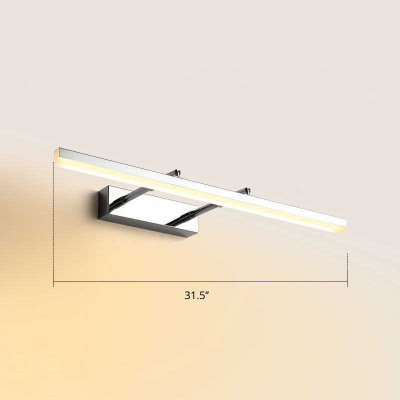 Pivoting Bar LED Wall Mount Lamp Simplicity Acrylic Bedroom Vanity Light Fixture Chrome 31.5" Warm Clearhalo 'Cast Iron' 'Glass' 'Industrial' 'Modern wall lights' 'Modern' 'Tiffany' 'Traditional wall lights' 'Vanity Lights' 'Wall Lights' Lighting' 2406130