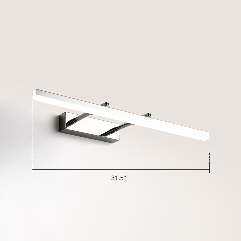 Pivoting Bar LED Wall Mount Lamp Simplicity Acrylic Bedroom Vanity Light Fixture Chrome 31.5" White Clearhalo 'Cast Iron' 'Glass' 'Industrial' 'Modern wall lights' 'Modern' 'Tiffany' 'Traditional wall lights' 'Vanity Lights' 'Wall Lights' Lighting' 2406131