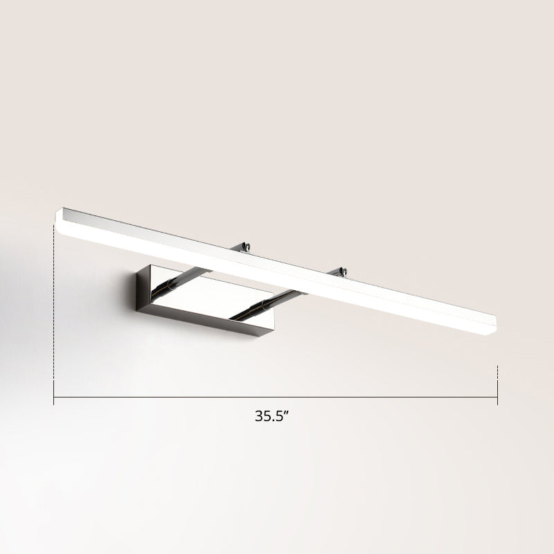Pivoting Bar LED Wall Mount Lamp Simplicity Acrylic Bedroom Vanity Light Fixture Chrome 35.5" White Clearhalo 'Cast Iron' 'Glass' 'Industrial' 'Modern wall lights' 'Modern' 'Tiffany' 'Traditional wall lights' 'Vanity Lights' 'Wall Lights' Lighting' 2406132