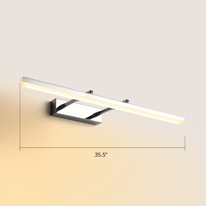 Pivoting Bar LED Wall Mount Lamp Simplicity Acrylic Bedroom Vanity Light Fixture Chrome 35.5" Warm Clearhalo 'Cast Iron' 'Glass' 'Industrial' 'Modern wall lights' 'Modern' 'Tiffany' 'Traditional wall lights' 'Vanity Lights' 'Wall Lights' Lighting' 2406133