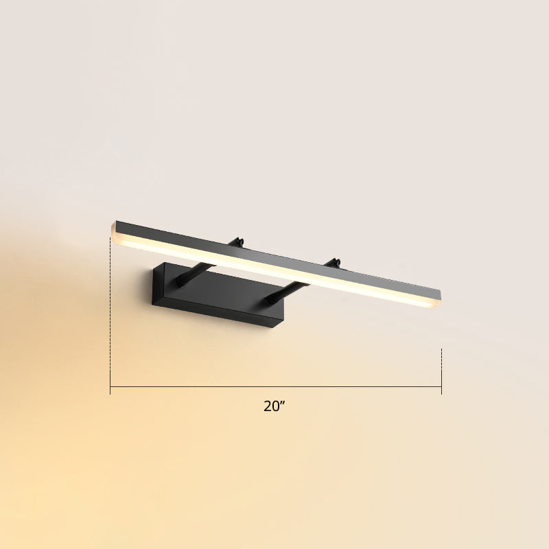 Pivoting Bar LED Wall Mount Lamp Simplicity Acrylic Bedroom Vanity Light Fixture Black 20" Warm Clearhalo 'Cast Iron' 'Glass' 'Industrial' 'Modern wall lights' 'Modern' 'Tiffany' 'Traditional wall lights' 'Vanity Lights' 'Wall Lights' Lighting' 2406137