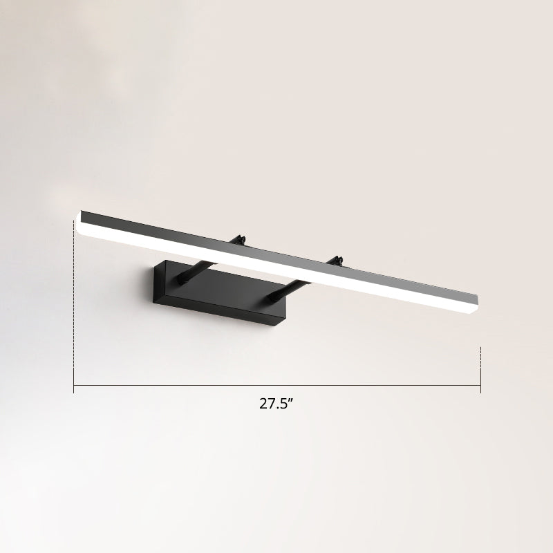 Pivoting Bar LED Wall Mount Lamp Simplicity Acrylic Bedroom Vanity Light Fixture Black 27.5" White Clearhalo 'Cast Iron' 'Glass' 'Industrial' 'Modern wall lights' 'Modern' 'Tiffany' 'Traditional wall lights' 'Vanity Lights' 'Wall Lights' Lighting' 2406140