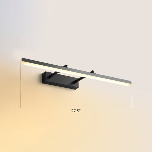 Pivoting Bar LED Wall Mount Lamp Simplicity Acrylic Bedroom Vanity Light Fixture Black 27.5" Warm Clearhalo 'Cast Iron' 'Glass' 'Industrial' 'Modern wall lights' 'Modern' 'Tiffany' 'Traditional wall lights' 'Vanity Lights' 'Wall Lights' Lighting' 2406141