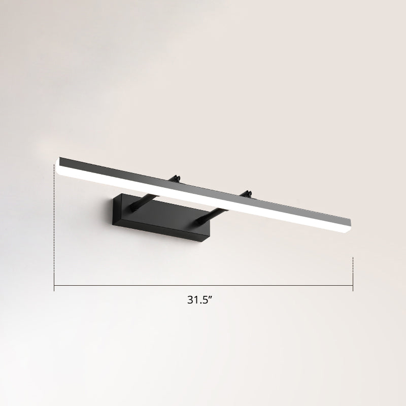 Pivoting Bar LED Wall Mount Lamp Simplicity Acrylic Bedroom Vanity Light Fixture Black 31.5" White Clearhalo 'Cast Iron' 'Glass' 'Industrial' 'Modern wall lights' 'Modern' 'Tiffany' 'Traditional wall lights' 'Vanity Lights' 'Wall Lights' Lighting' 2406142