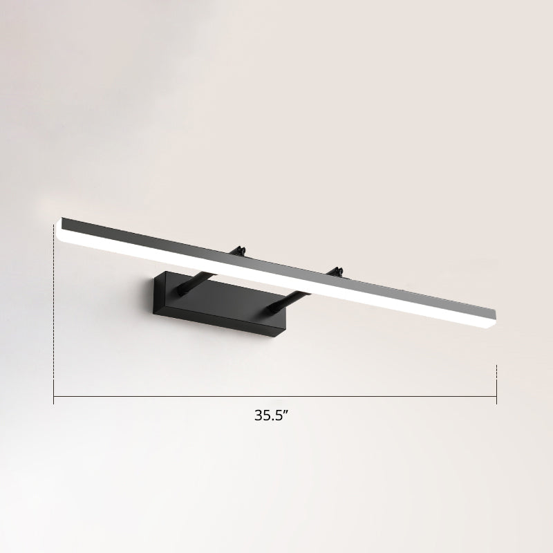 Pivoting Bar LED Wall Mount Lamp Simplicity Acrylic Bedroom Vanity Light Fixture Black 35.5" White Clearhalo 'Cast Iron' 'Glass' 'Industrial' 'Modern wall lights' 'Modern' 'Tiffany' 'Traditional wall lights' 'Vanity Lights' 'Wall Lights' Lighting' 2406144