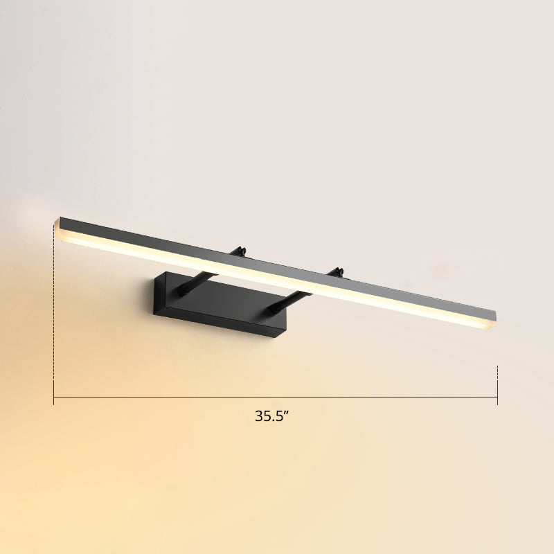 Pivoting Bar LED Wall Mount Lamp Simplicity Acrylic Bedroom Vanity Light Fixture Black 35.5" Warm Clearhalo 'Cast Iron' 'Glass' 'Industrial' 'Modern wall lights' 'Modern' 'Tiffany' 'Traditional wall lights' 'Vanity Lights' 'Wall Lights' Lighting' 2406145
