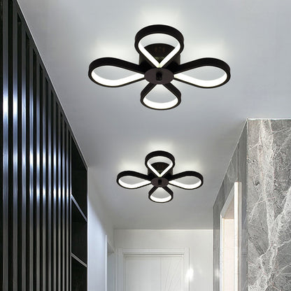 Black Flower Ceiling Flush Light Minimalistic Metal LED Semi Mount Lighting for Corridor 4 Black Clearhalo 'Ceiling Lights' 'Close To Ceiling Lights' 'Close to ceiling' 'Semi-flushmount' Lighting' 2406168