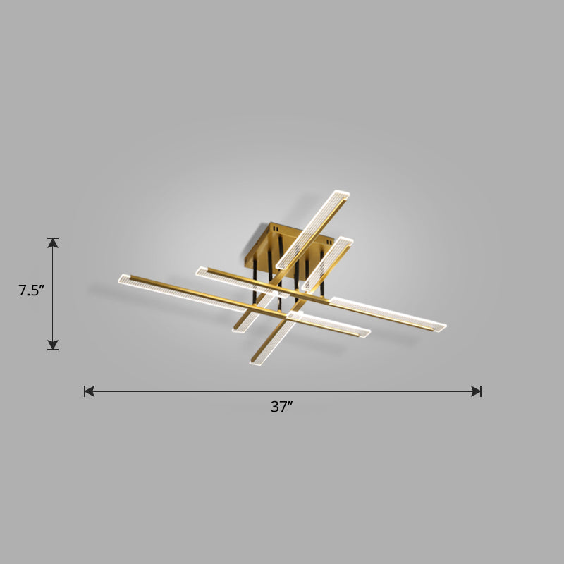 Acrylic Sticks Semi Flush Light Fixture Nordic Gold LED Ceiling Lighting for Bedroom Gold 37" White Clearhalo 'Ceiling Lights' 'Close To Ceiling Lights' 'Close to ceiling' 'Semi-flushmount' Lighting' 2406181