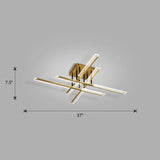 Acrylic Sticks Semi Flush Light Fixture Nordic Gold LED Ceiling Lighting for Bedroom Gold 37" White Clearhalo 'Ceiling Lights' 'Close To Ceiling Lights' 'Close to ceiling' 'Semi-flushmount' Lighting' 2406181
