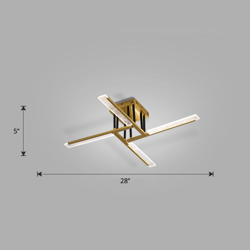 Acrylic Sticks Semi Flush Light Fixture Nordic Gold LED Ceiling Lighting for Bedroom Gold 28" White Clearhalo 'Ceiling Lights' 'Close To Ceiling Lights' 'Close to ceiling' 'Semi-flushmount' Lighting' 2406185