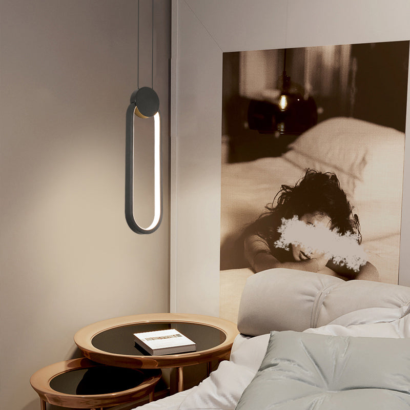 Black Circular Hanging Lamp Nordic Metallic LED Suspension Light Fixture for Bedroom Clearhalo 'Ceiling Lights' 'Modern Pendants' 'Modern' 'Pendant Lights' 'Pendants' Lighting' 2406198