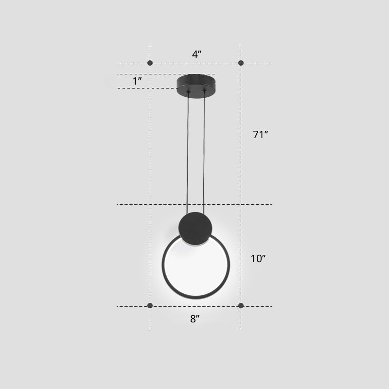 Black Circular Hanging Lamp Nordic Metallic LED Suspension Light Fixture for Bedroom Black White Round Clearhalo 'Ceiling Lights' 'Modern Pendants' 'Modern' 'Pendant Lights' 'Pendants' Lighting' 2406199