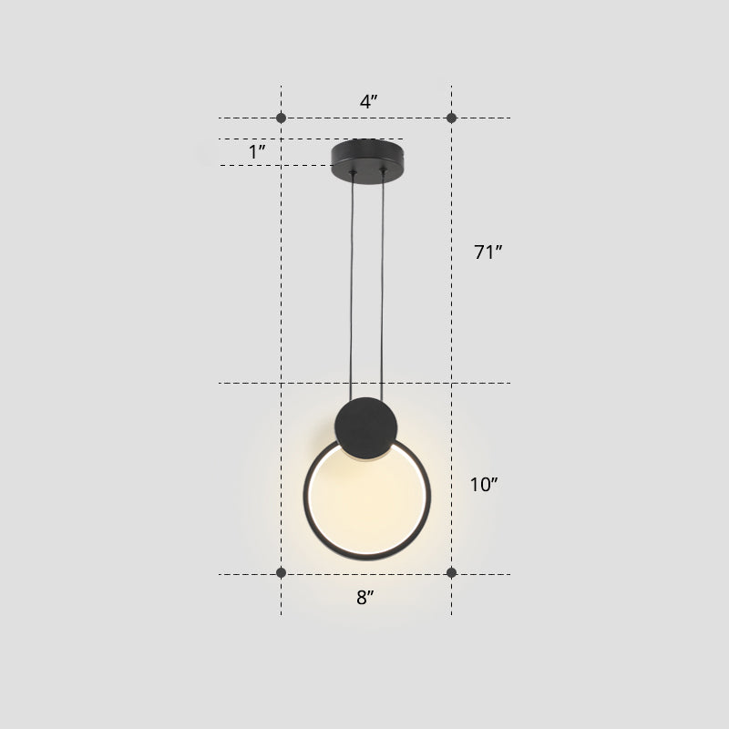 Black Circular Hanging Lamp Nordic Metallic LED Suspension Light Fixture for Bedroom Black Warm Round Clearhalo 'Ceiling Lights' 'Modern Pendants' 'Modern' 'Pendant Lights' 'Pendants' Lighting' 2406200