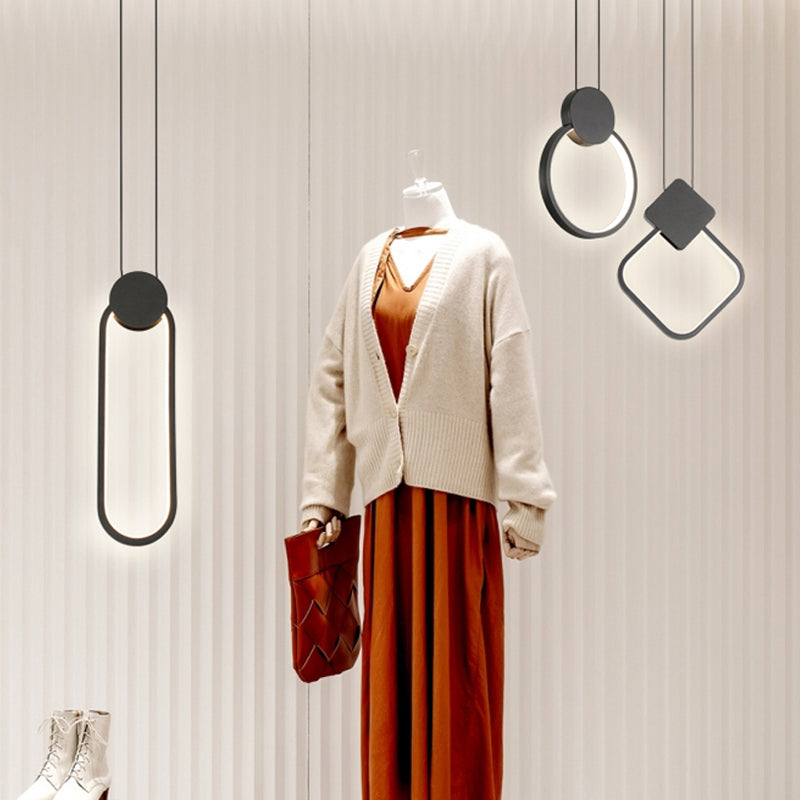 Black Circular Hanging Lamp Nordic Metallic LED Suspension Light Fixture for Bedroom Clearhalo 'Ceiling Lights' 'Modern Pendants' 'Modern' 'Pendant Lights' 'Pendants' Lighting' 2406207