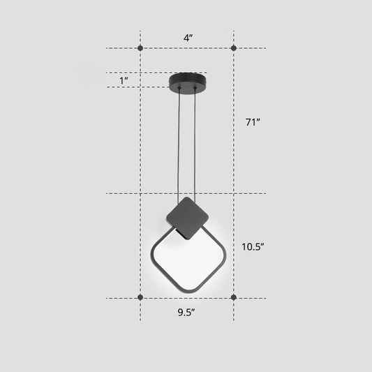 Black Circular Hanging Lamp Nordic Metallic LED Suspension Light Fixture for Bedroom Black White Rhombus Clearhalo 'Ceiling Lights' 'Modern Pendants' 'Modern' 'Pendant Lights' 'Pendants' Lighting' 2406209