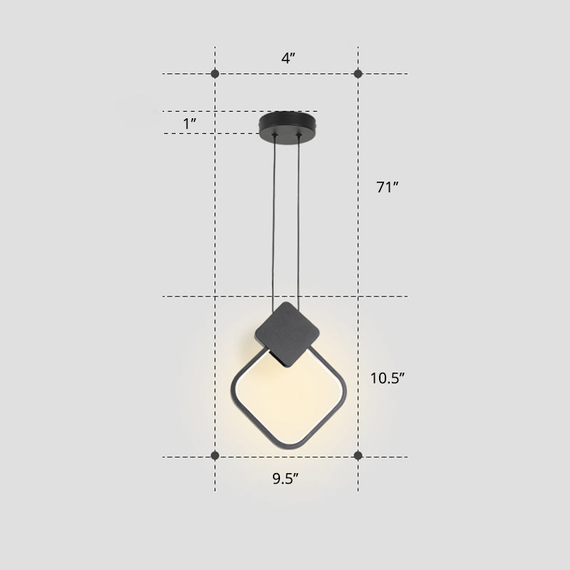 Black Circular Hanging Lamp Nordic Metallic LED Suspension Light Fixture for Bedroom Black Warm Rhombus Clearhalo 'Ceiling Lights' 'Modern Pendants' 'Modern' 'Pendant Lights' 'Pendants' Lighting' 2406210