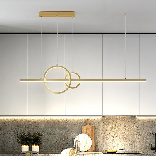 Circle and Line LED Suspension Lamp Simple Metal Restaurant Island Light Fixture Clearhalo 'Ceiling Lights' 'Island Lights' Lighting' 2406255