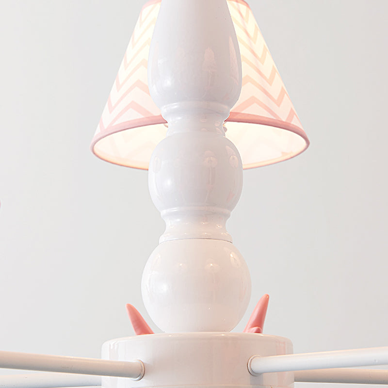 Modern Zig Zag Hanging Lamp with Swan Fabric 5 Lights Pendant Light Fixture for Living Room Clearhalo 'Ceiling Lights' 'Chandeliers' Lighting' options 240626