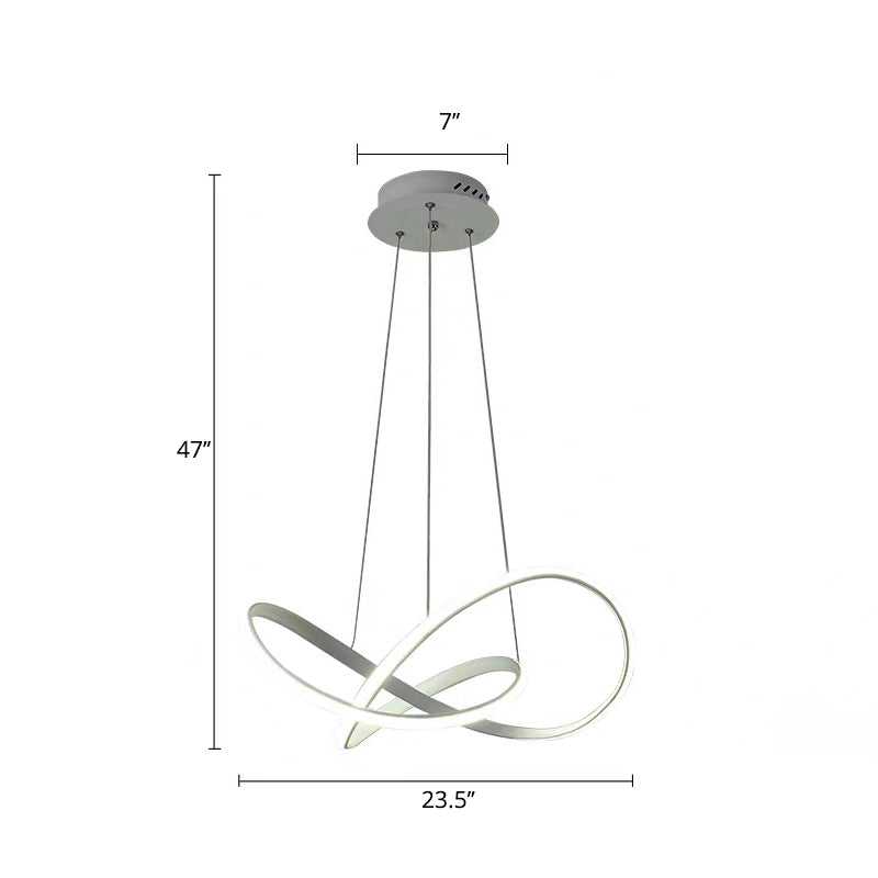 Decorative Cycle Chandelier Lighting Acrylic Dining Room LED Ceiling Pendant in White White 23.5" White Clearhalo 'Ceiling Lights' 'Chandeliers' 'Modern Chandeliers' 'Modern' Lighting' 2406263