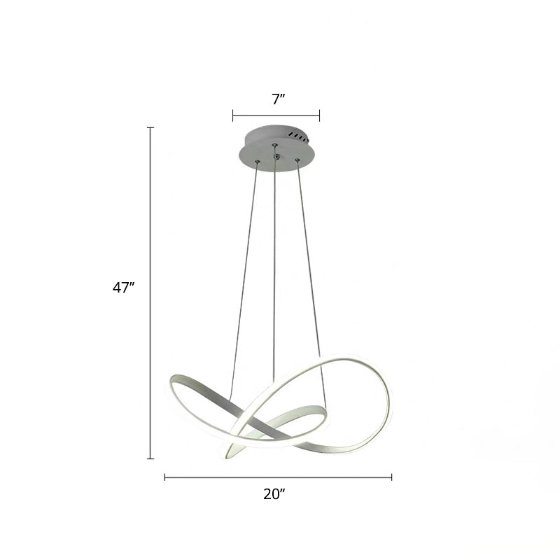 Decorative Cycle Chandelier Lighting Acrylic Dining Room LED Ceiling Pendant in White White 20" White Clearhalo 'Ceiling Lights' 'Chandeliers' 'Modern Chandeliers' 'Modern' Lighting' 2406264