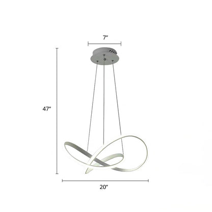 Decorative Cycle Chandelier Lighting Acrylic Dining Room LED Ceiling Pendant in White White 20" White Clearhalo 'Ceiling Lights' 'Chandeliers' 'Modern Chandeliers' 'Modern' Lighting' 2406264