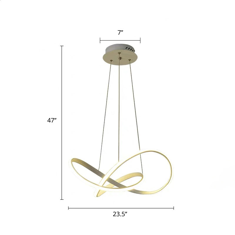 Decorative Cycle Chandelier Lighting Acrylic Dining Room LED Ceiling Pendant in White White 23.5" Third Gear Clearhalo 'Ceiling Lights' 'Chandeliers' 'Modern Chandeliers' 'Modern' Lighting' 2406265