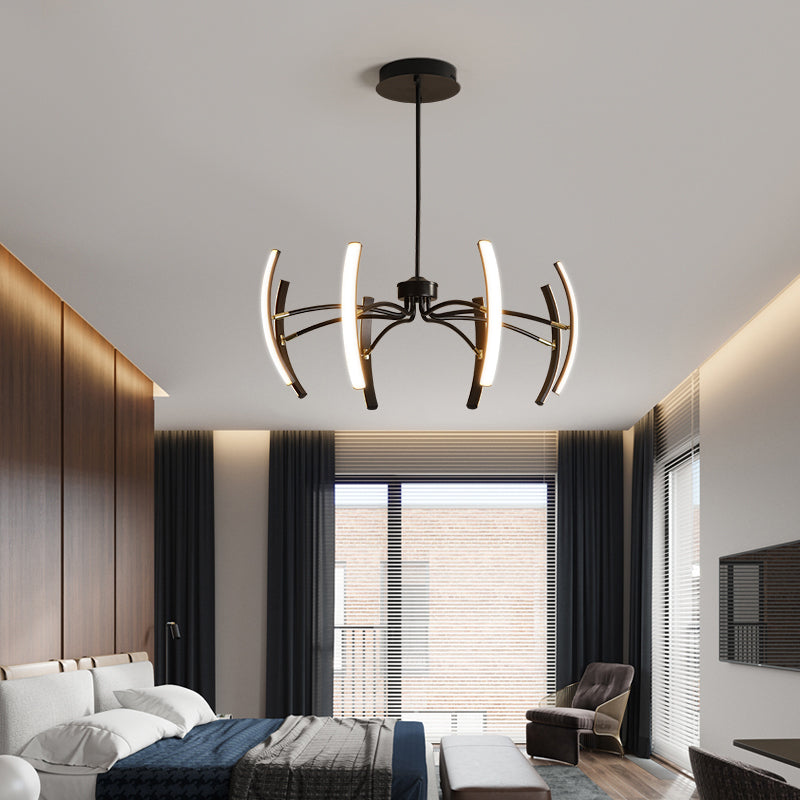 White Floral Chandelier Light Minimalistic Metal LED Ceiling Suspension Lamp for Living Room Clearhalo 'Ceiling Lights' 'Chandeliers' 'Modern Chandeliers' 'Modern' Lighting' 2406290
