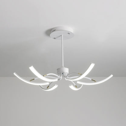 White Floral Chandelier Light Minimalistic Metal LED Ceiling Suspension Lamp for Living Room 6 White White Clearhalo 'Ceiling Lights' 'Chandeliers' 'Modern Chandeliers' 'Modern' Lighting' 2406292