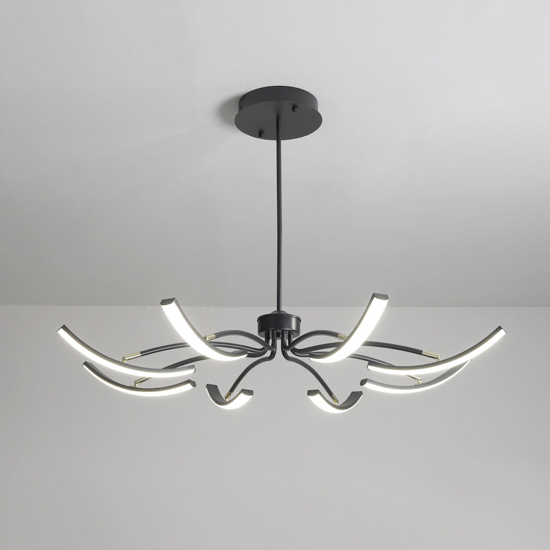White Floral Chandelier Light Minimalistic Metal LED Ceiling Suspension Lamp for Living Room 8 White White Clearhalo 'Ceiling Lights' 'Chandeliers' 'Modern Chandeliers' 'Modern' Lighting' 2406300