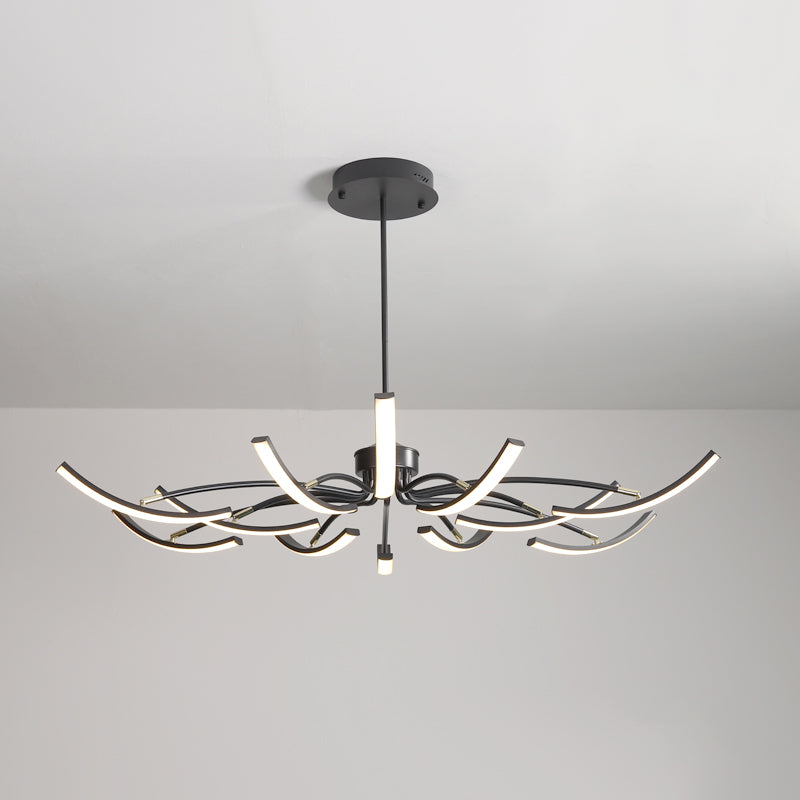 White Floral Chandelier Light Minimalistic Metal LED Ceiling Suspension Lamp for Living Room 12 White White Clearhalo 'Ceiling Lights' 'Chandeliers' 'Modern Chandeliers' 'Modern' Lighting' 2406304