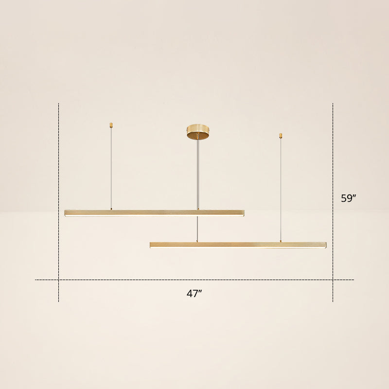 Adjustable Line Art Pendant Lamp Minimalist Metal Bedroom LED Ceiling Chandelier 2 Gold Warm Clearhalo 'Ceiling Lights' 'Chandeliers' 'Modern Chandeliers' 'Modern' Lighting' 2406331