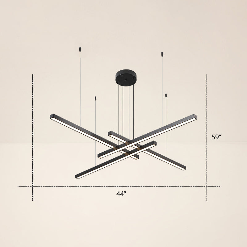 Adjustable Line Art Pendant Lamp Minimalist Metal Bedroom LED Ceiling Chandelier 4 Black White Clearhalo 'Ceiling Lights' 'Chandeliers' 'Modern Chandeliers' 'Modern' Lighting' 2406336