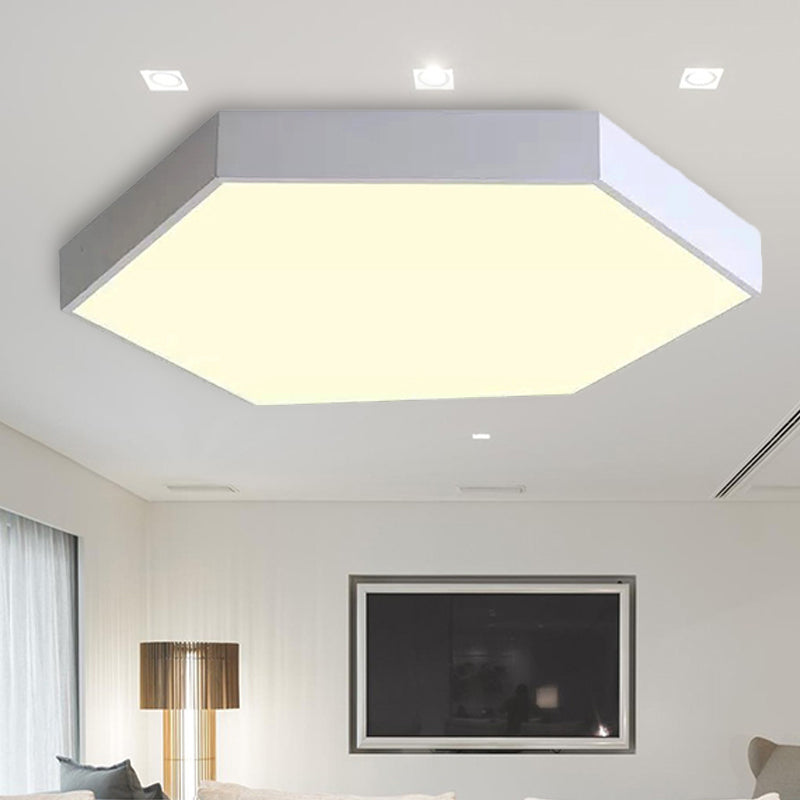 Child Bedroom LED Ceiling Light Modern Macaron Flush Mount Lighting with Hexagon Shade White Clearhalo 'Ceiling Lights' 'Close To Ceiling Lights' 'Close to ceiling' 'Flush mount' Lighting' 240732