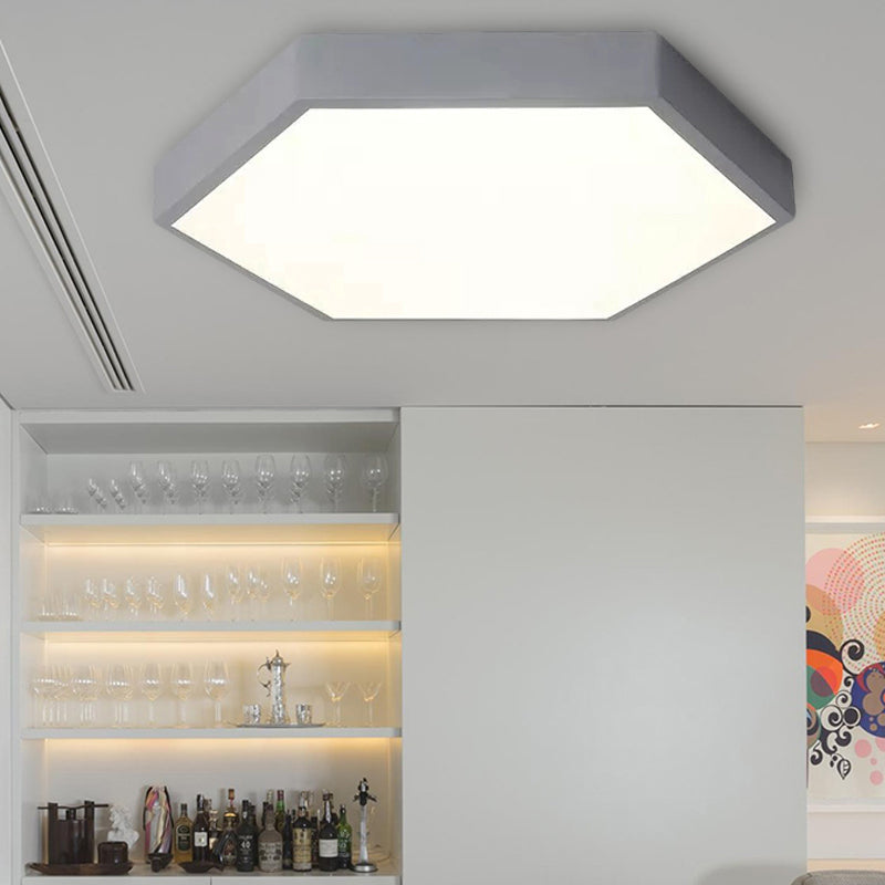 Child Bedroom LED Ceiling Light Modern Macaron Flush Mount Lighting with Hexagon Shade Clearhalo 'Ceiling Lights' 'Close To Ceiling Lights' 'Close to ceiling' 'Flush mount' Lighting' 240733